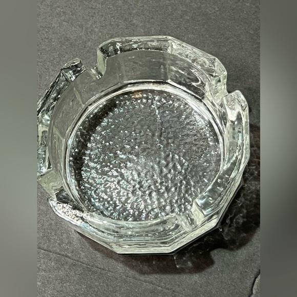 VTG BLENKO STYLE Clear Round Glass Ashtray Mid Century Modern MCM 3.75" 4-SLOT - Picture 5 of 8
